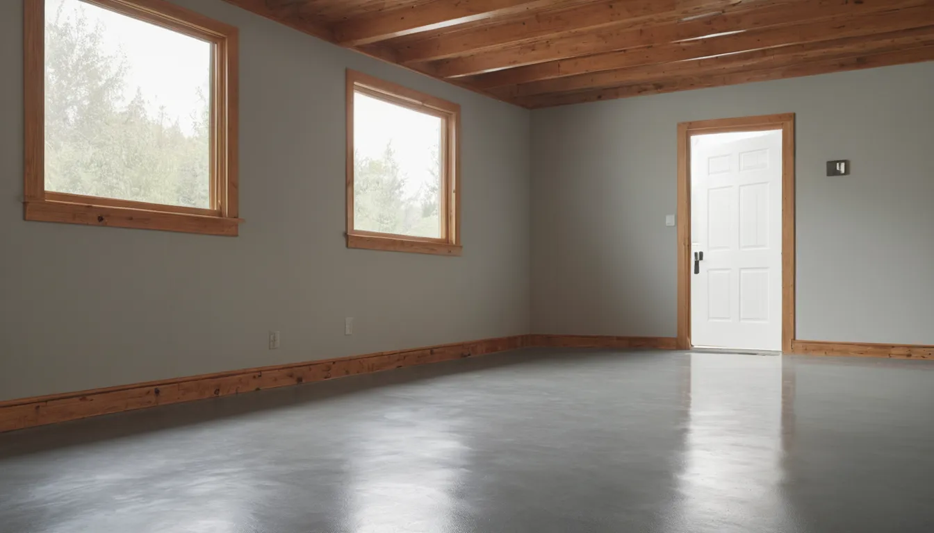 A freshly coated concrete basement floor in a Bremerton home
